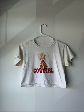 White Cowgirl Graphic Crop Top